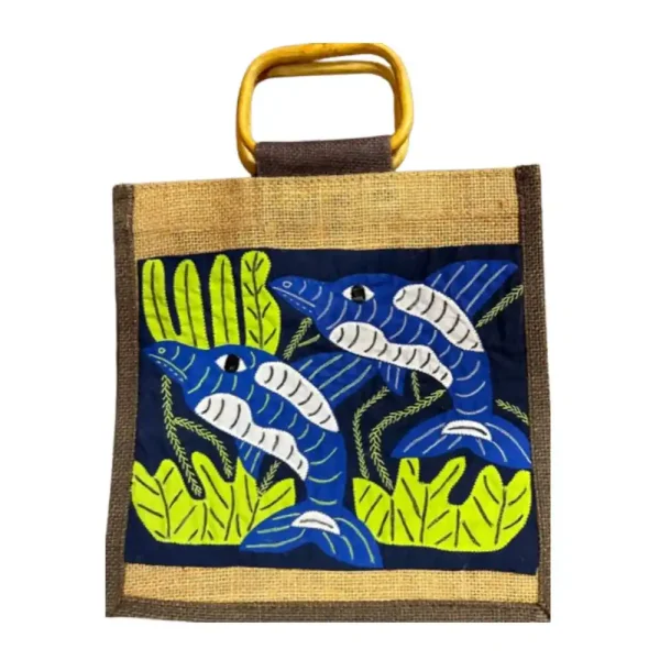 Fish Handmade Mola Yute Beach Bag