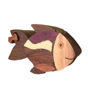 Teak Fish Wooden Jewerly Puzzle Box.